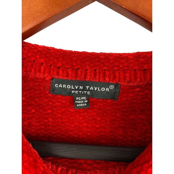 Carolyn Taylor Petite Red Chenille Sweater P5/PC - Picture 3 of 4